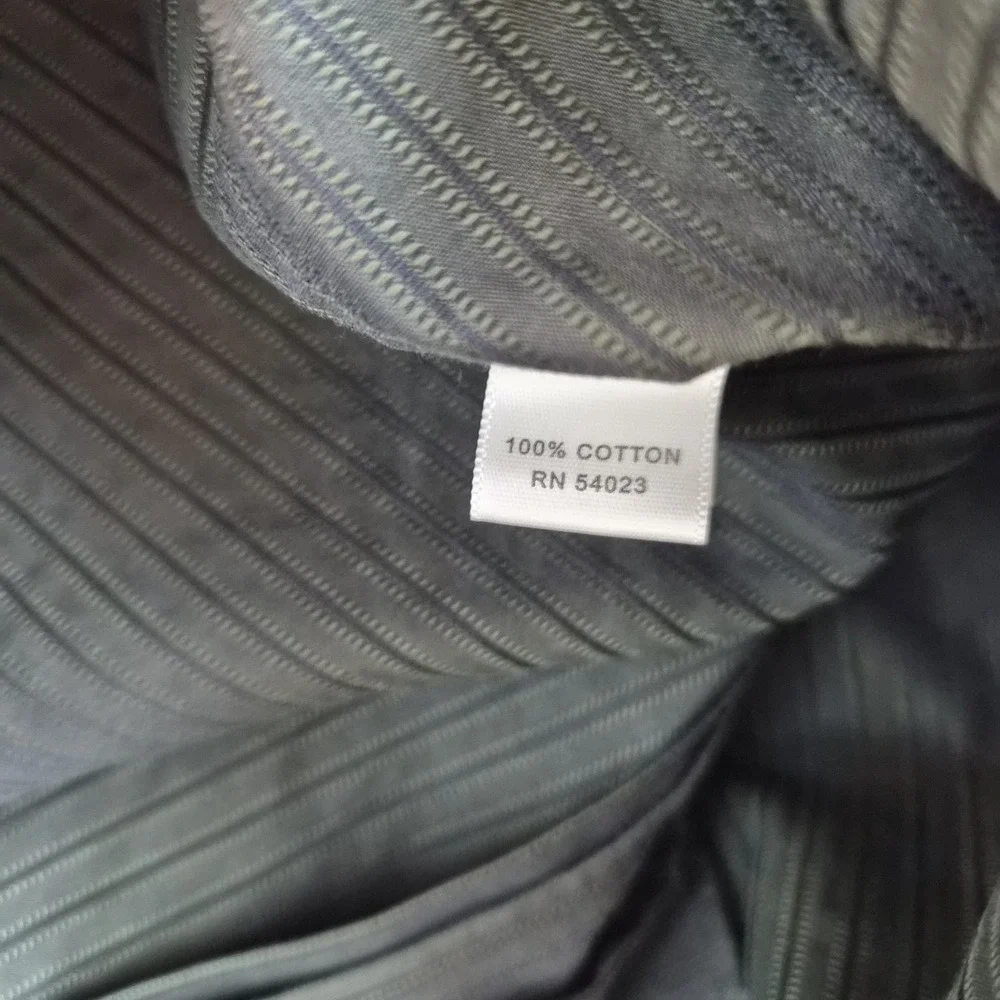 Vintage Banana Republic Shirt Large 16/16.5 Gray Striped Double Flip Cuff Office